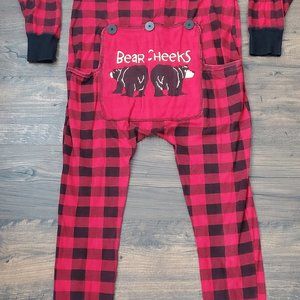 Lazy One Bear Cheeks Back flap Onesie Pajamas - M